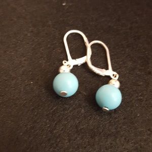 Turquoise Bead Silver Earrings